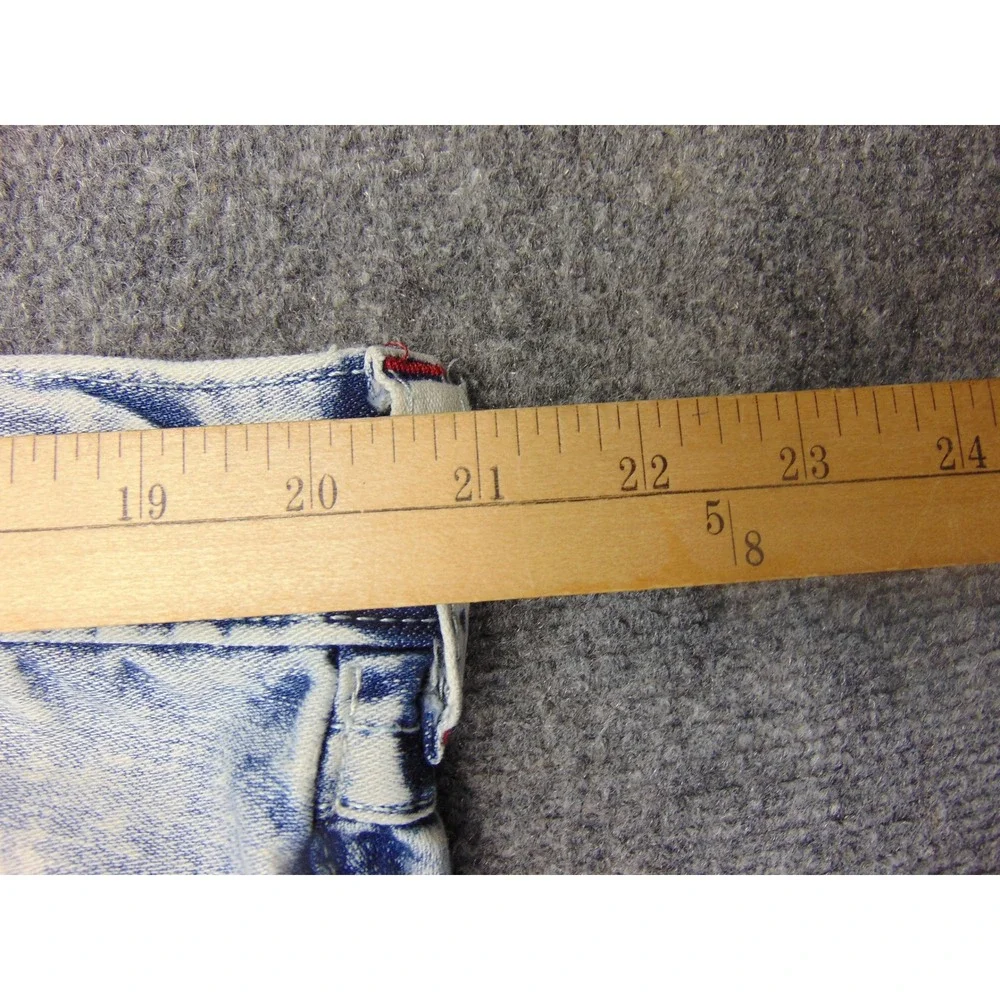 True Religion Jeans Mens 42x32 Blue Acid Wash Distressed Flap Pocket Y2K Grunge